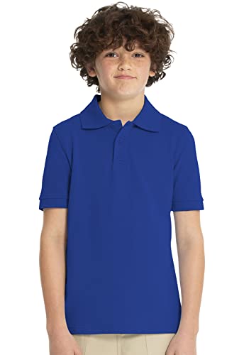 Image of Classroom Girls' Short SLV Pique Polo | Side Vents, Droptail Hem, Ribbed Trim, Comfortable Everyday School Wear