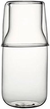 J Robin Carafe and Tumbler Set Bedside Water Carafe with Glass Housewares Handmade Quench, 14 oz (Clear)