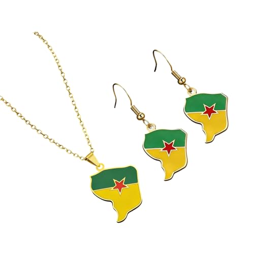Conjunto de collar y pendientes de acero inoxidable con efecto de aceite de goteo