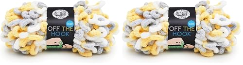 Image of Lion Brand Yarn Off the Hook Yarn, Bulky No-Needle Craft Yarn for Crocheting, Hand-Knitting Yarn, 2-Pack, Lemon Drop