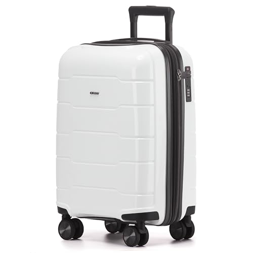 Hand Luggage, TSA Approved Lock, Silent Double Spinner Wheels Expandable Lightweight Suitcase – Bag Fits 56x45x25cm Overhead Carry On Limit for easyJet, BA, Jet2 & More – Black