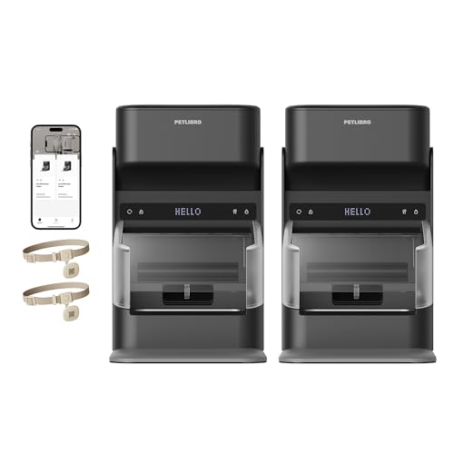 PETLIBRO RFID Cat Feeders for 2 Cats, Collar Sensor for Personalized Meals, Cats Recognition, Diet Tracking and Anti-Stealing for Multi-Pets Homes and Different Diets, Automatic Pet Feeder (Pack of 2)