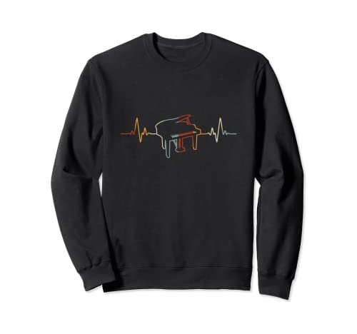 Vintage Piano Heartbeat Instrumento Musical Amor EKG Sudadera