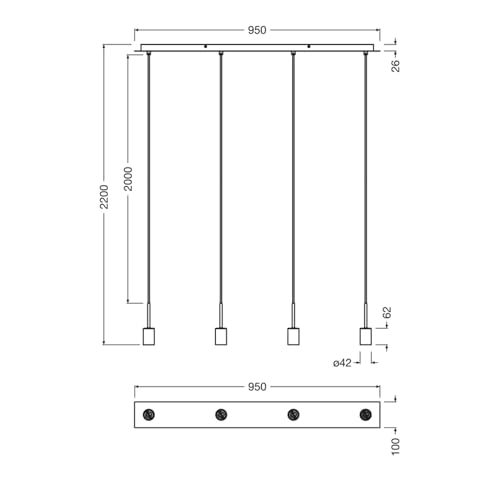 OSRAM Lampada a sospensione a LED Design Needle Linear 4×E27 Beige - Immagine 2