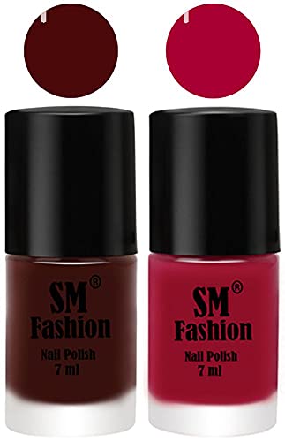 Image of Long Lasting Nail Polish | Nail Paint Combo 7 ml Each) - Set of 2 Wine-Dark Magenta