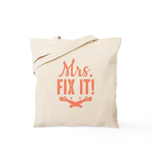 CafePress Car Mechanical Mrs. Fix It Car MEC Reusable Natural Beige Canvas Shopping Bag