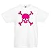 lepni.me T-Shirt pour Enfants Crâne et os croisés, Panneau d'avertissement - Ne Pas Toucher (1-2 Ans Blanc Magenta)