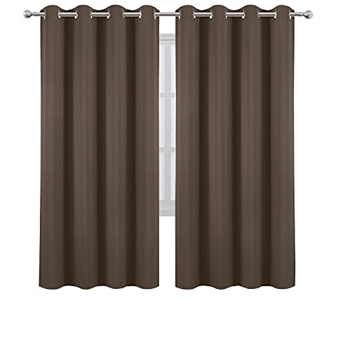 Image of LEMOMO Chocolate Brown Thermal Blackout Curtains /52 x 72 Inch /Set of 2 Panels Room Darkening Curtains for Bedroom