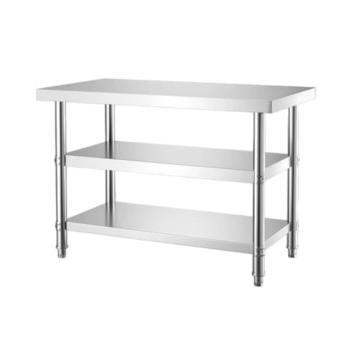 SwiftLink ステンレス 作業台 3段 業務用 調理台 ワークテーブル キッチン置き棚 作業テーブル 台所 厨房 飲食店 家庭用 超耐荷重 組立簡単 幅90cm×奥行40cm×高さ80cm