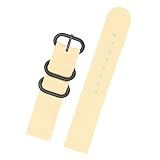 Pulsera beige con hebilla redonda negra de 3 anillos, reemplazo de la correa de la correa del reloj de nylon duradero.