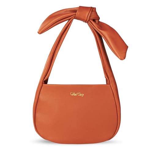 Image of Viva Terry Small Hobo Hand Bag for Womens, Small Vegan Leather Knot Hobe Handbag Shoulder Purses for Women with Zipper-Brown