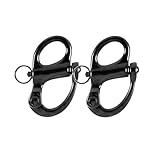 NRC&XRC Pair of 316 Stainless Steel Fixed Bail Snap Shackle for Bracelet, Sailboat,Boat Marine Stainless Steel Clip-Black-Black (Size: 3-3/4