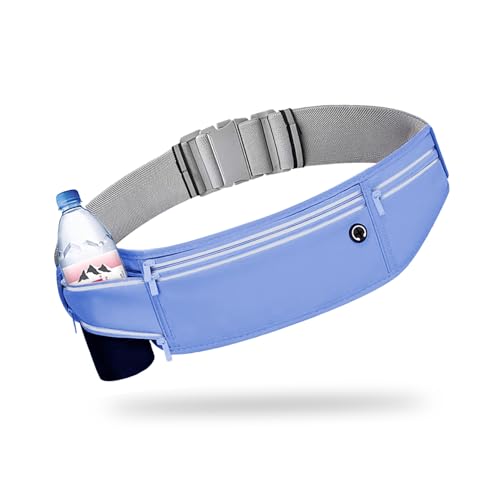 Image of Slim Running Belt for Women Men,Runners Fanny Pack Phone Holder,Money Belt,Running Gear Accessories,with 3 Pockets (Jet Blue)