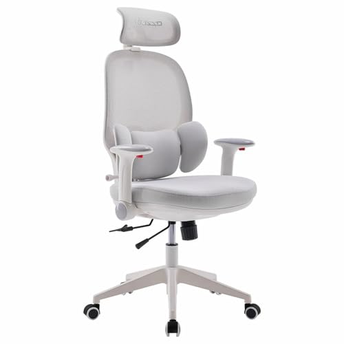 MUSSO Silla de escritorio ergonómica T30 de 3 niveles, profundidad lumbar y asiento ajustable en 3 niveles, reposabrazos y reposacabezas ajustables 2D, altura ajustable de 45°, malla transpirable,