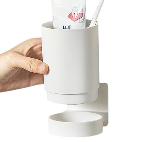 Soporte para vasos de enjuague bucal, soporte de pared, soporte para pasta de dientes con vaso, soporte para pasta de dientes sin perforación, organizador de cepillos de dientes simple y moderno para