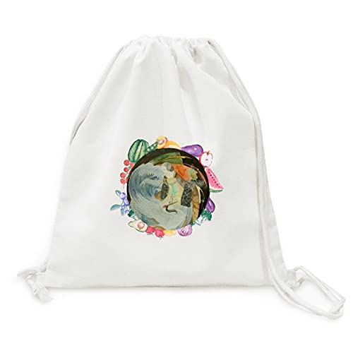 Sac en tissu pliable grue blanche chinois antique cabas sangle fruits et légumes