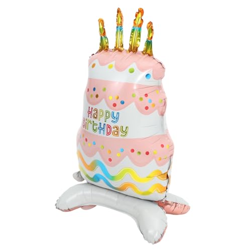 WESIEVYA Unique Cake Shape Aluminum Foil Balloon for Boys Birthday Happy Birthday Foil Balloon Decor