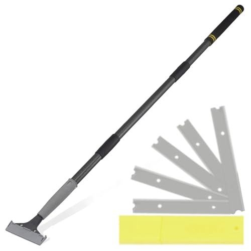 Floor Scraper Long Handle, Heavy duty floor scraper tool 16-47" made of stainless steel stronger with 5PCS extra 4Inch razor blade scraper tool is oil stains rust removal wallpaper cleaning tools.