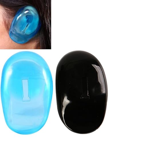 2 Pairs Ear Covers for Hair Dye Silicone Protector Ear Covers Waterproof Hair Dye Ears Shield Reusable Ears Cap Protector for Hairs Coloring Salon Barber Home Use Women Men(Black Blue)