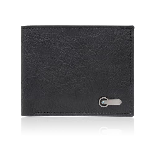 Bifold Wallets for Men, PU Leather Minimalist Wallet for Men with ID Window, Men's Slim Wallet for Gift (Black)