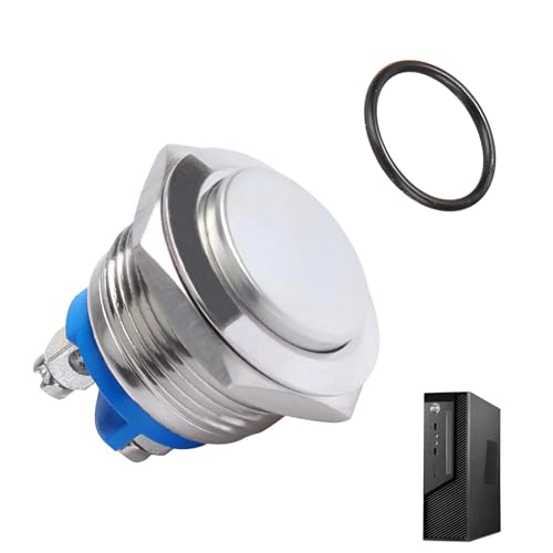 Bouton Poussoir Momentané Bornes,16mm IP67 3A/36DC 220V Bouton de Démarrage Rond Auto Réinitialisation Interrupteur Poussoir Résistant à l'Eau Pour Voiture Industrie et Applications Extérieure