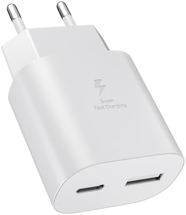 USB C Ladegerät 25W 2Port Schnellladegerät Netzteil Handy USB-C und USB-A | für Apple iPhone 17 16 Pro 15 14 Pro Max Samsung Galaxy S26 S25 S24 S23 S22 A57 A56 A55 A17 A16 A15 Schn