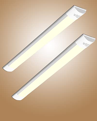 Bellanny LED Fluorescente 60cm, 20W 2400LM Lámpara LED de Techo, 3000K Blanco Cálido Neon Led Tubo, IP40 130°Ángul Luz de Garaje, LED Batten Light para Oficina Taller Almacén Baño Cocina Barra, 2pc