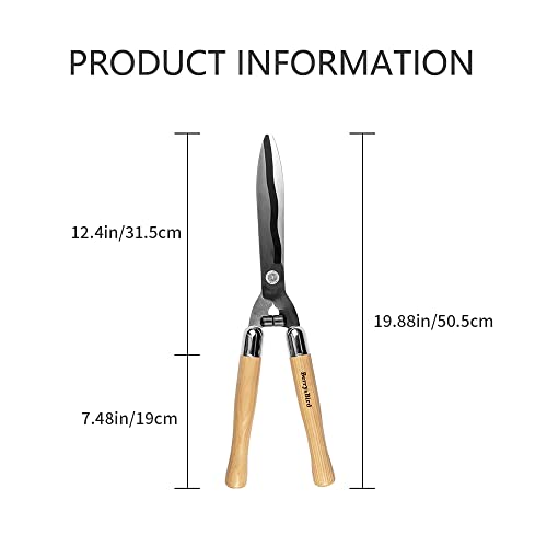 Berry&Bird Garden Hedge Shears,19.88''Heavy Duty Pruning Shear For Trimming Borders And Bushes, Manual Hedge Clippers With Wooden Handles & Carbon Steel Sharp Blades Gardening Scissors thumb #1