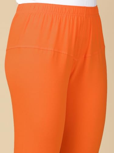 Image of Lux Cozi PYNK Solid Premium Cotton Lycra Churidar Leggings for Women | Regular Fit Elastic Waist Full Length Women Leggings | Free Size