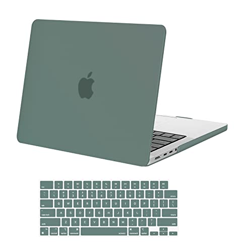 MOSISO Compatible with MacBook Pro 14 inch Case 2021 2022 Release A2442 M1 Pro / M1 Max with Liquid Retina XDR Display Touch ID, Plastic Hard Shell Case & Keyboard Cover Skin, Midnight Green