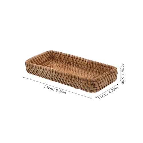 Bandeja tejida de ratán rectangular para organización y tocador 3