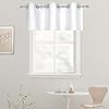 DECOVSUN Solid White Grommet Valance for Windows 42X18 Inches Valance for Kitchen Blackout Curtain Valance for Living Room Short Straight Drape Valance for Bedroom Kids Room 1 Panel