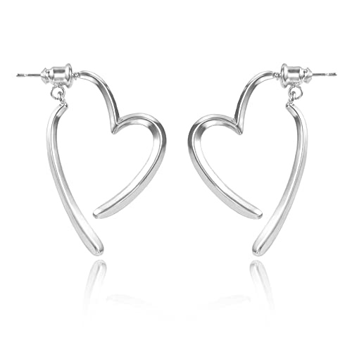 boucles d'oreilles femme, créoles en forme de cœur en argent sterling 925, boucle doreille pendante, avec Coeur Pendentif Boucles d'oreilles Coeur Argent...