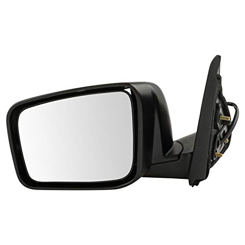 TRQ Driver Side Power Heated Mirror Smooth Black Paint to Match Compatible with 2008-2013 Nissan Rogue, 2014-2015 Rogue Select NI1320199 NI1320236