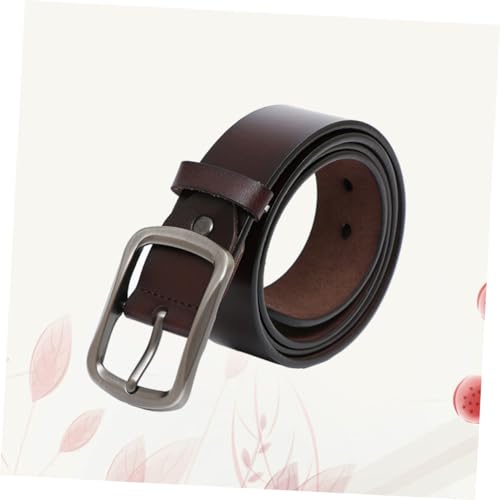 Men Vintage Cowhide Leather Belt with Pin Buckle Retro Cowboy Style for Jeans and Pants Brown2