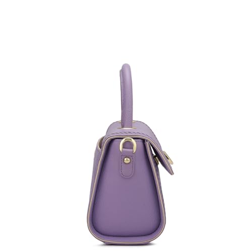 Image of Da Milano Leather Satchel Bag for Women - Purple