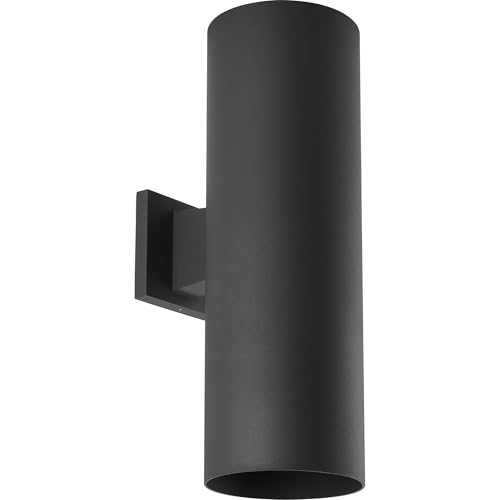 Progress Lighting 6-Inch Cylinder Outdoor Wall Sconce, 2-Light Modern Wall Mount Up and Down Lights, Interior and Exterior Lighting for Home or Porch, Aluminum Construction, Black (P5642-31)