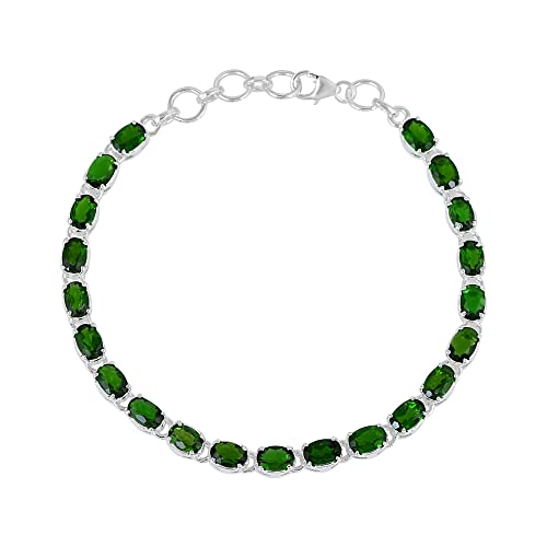 Bracelet rivière diopside chromé en argent 925 pour femme