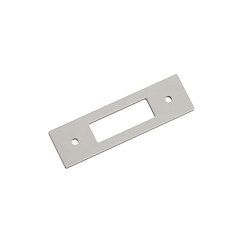 Image of Amerock Medora 3 inch Satin Nickel Backplate | Decorative zinc cabinet hardware backplate designed to complement knobs and pulls while protecting cabinet surfaces