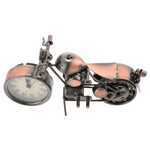 FOMIYES Bike Ornament Motorcycle Figurine Bedside Alarm Clock: Retro Classic Handmade Iron Motorcycle Shape Kids Clock Metal Art Ornament for Table Decor Coffee Work Desk Decor