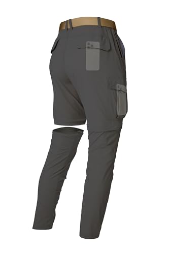 Mens Hiking Pants Convertible Zip Off Cargo Pants Lightweight Waterproof