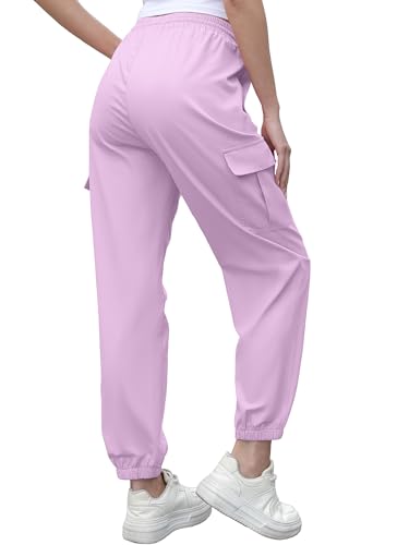 Image of Cromoncent Girls&Womens Cargo Pants Elastic Waist Lightweight Outdoor Jogger Pants, 6 Years - XX-Large