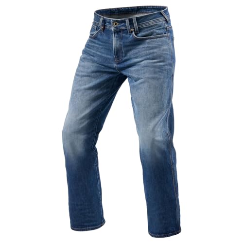REV'IT! Men's Philly 3 Loose-Fit Motorcycle Jeans (Medium Blue Used - 31Wx34L)