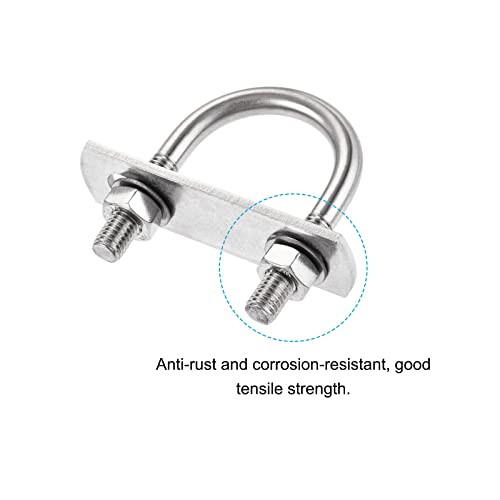Image of METALLIXITY U Bolts 4 Sets (M8x35x60mm), Round U Bolt 304 Stainless Steel with Accessories - for Construction, Pipe