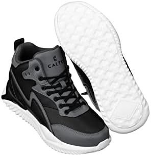 CALTO Men's Invisible Height Increasing Elevator Trainer Shoes - Black/Grey Lace-up Lightweight Fashion High-Top Sneakers - 4 Inches Taller - S3061 - Size 8 D(M) US | Image 4