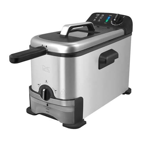 Kalorik 3 Quart Deep Fryer with Oil Filtration, Stainless Steel (FT 43721 BK) Cover