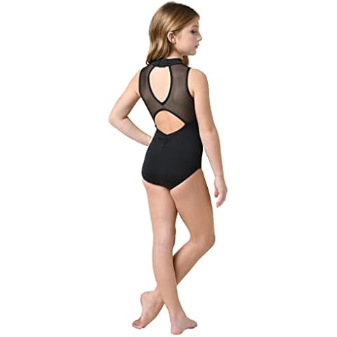 Danz N Motion Girls Mock Neck Tank Leotard 22125C (Black, 12-14) Cover