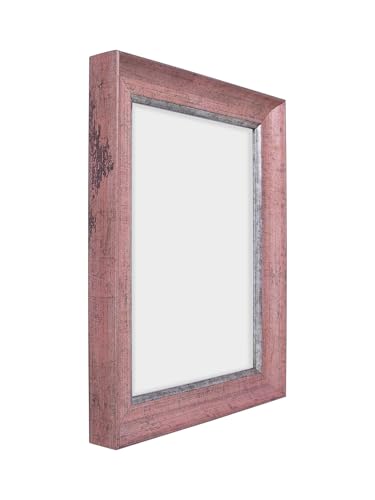 Image of GOLDEN PEACOCK 6x8 Inch Photo Frame - Antique Rose Pink & Silver Finish | Vintage Decorative Tabletop & Wall Hanging Picture Frame for Home Decor & Gifting