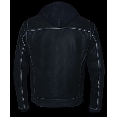 Image of Milwaukee Leather Men's Premium Leather Motorcycle Riders Vented Jacket with Removable Hoody Liner