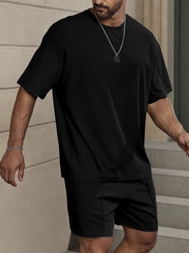 Image of Vogaan Men's T-Shirt and Shorts Set | Top & Shorts Night Suits Set | Night Wear for Men | Holiday Outfits for Men's
